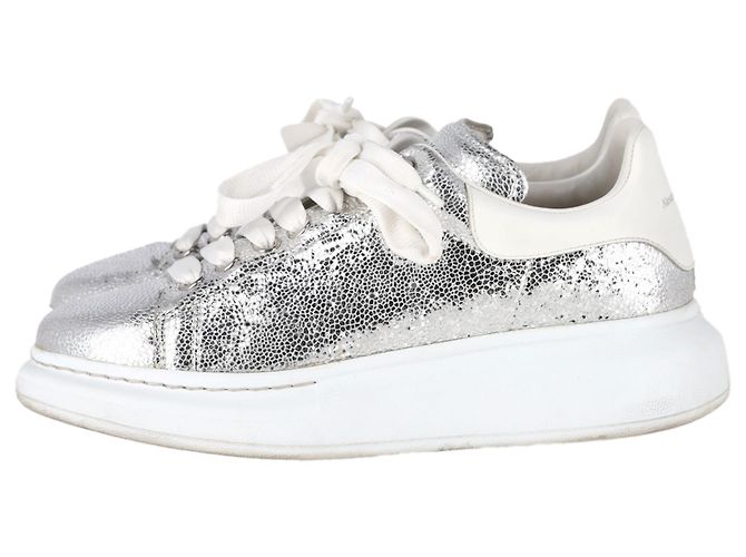 Sneakers Oversized Alexander Mcqueen in pelle metallica argento Metallico - vista 5