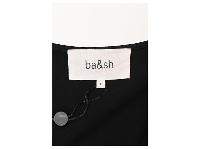 Ba&Sh Oxane plissiertes Wickel-Crop-Top aus schwarzem Polyester - Ansicht 10