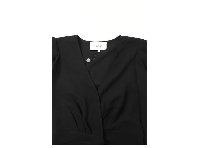Ba&Sh Oxane plissiertes Wickel-Crop-Top aus schwarzem Polyester - Ansicht 9