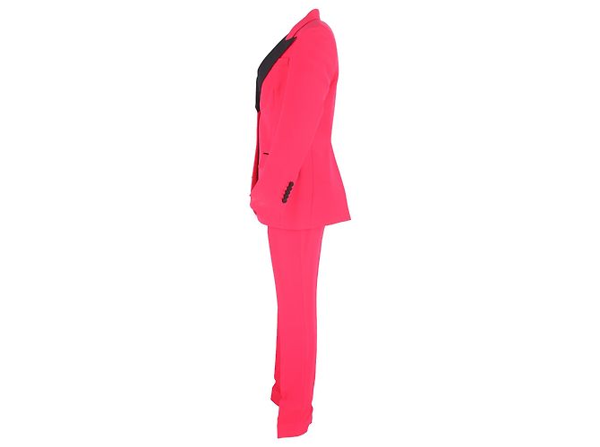 Set giacca e pantaloni in lana rosa con revers a contrasto Gucci - vista 2