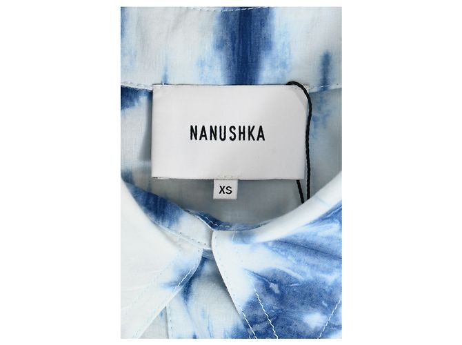 Vestido maxi de algodón azul con cinturón y tie-dye de Nanushka Azul claro - vista 10