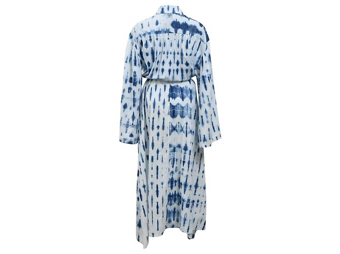 Vestido maxi de algodón azul con cinturón y tie-dye de Nanushka Azul claro - vista 3