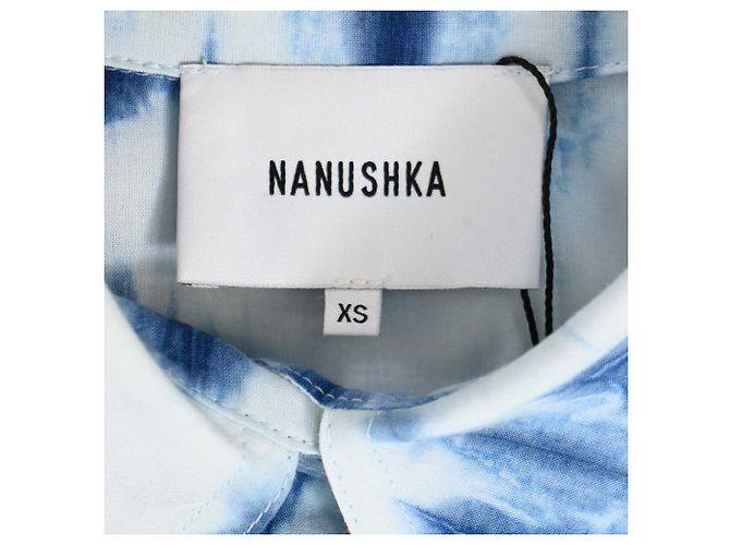 Vestido maxi de algodón azul con cinturón y tie-dye de Nanushka Azul claro - vista 5