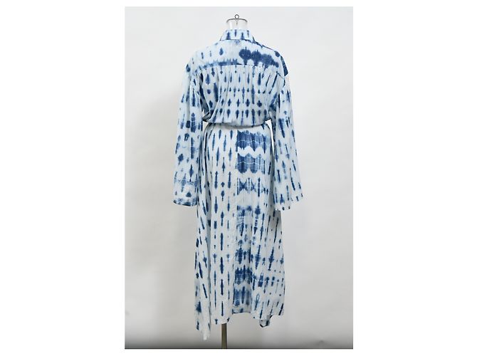 Vestido maxi de algodón azul con cinturón y tie-dye de Nanushka Azul claro - vista 8