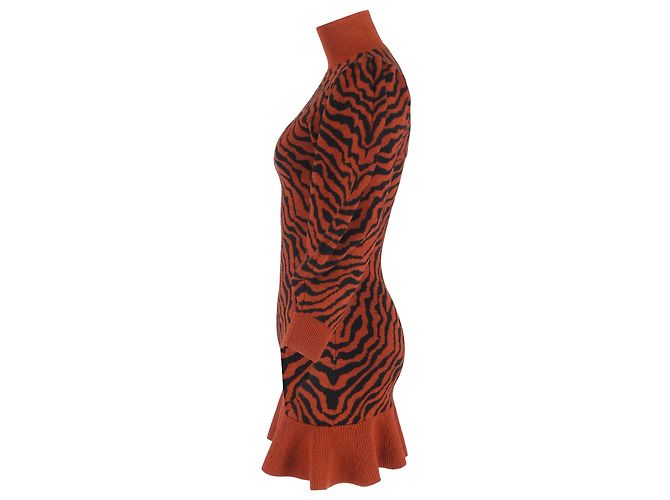 Vestido mini com babados estampado Ulla Johnson Joni em lã rustica Laranja - vista 2