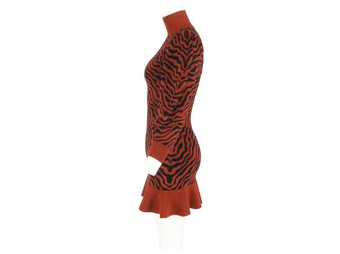 Vestido mini com babados estampado Ulla Johnson Joni em lã rustica Laranja - vista 5