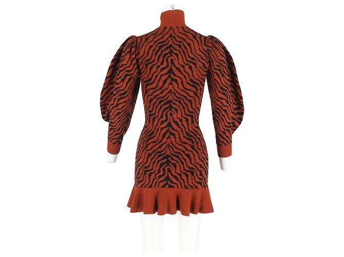 Vestido mini com babados estampado Ulla Johnson Joni em lã rustica Laranja - vista 6