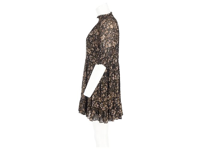 Vestido mini de cuello alto con estampado paisley en seda marrón Ulla Johnson - vista 5