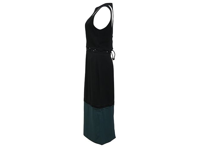 Abito midi senza maniche Kenzo in viscosa nera e verde Nero - vista 2