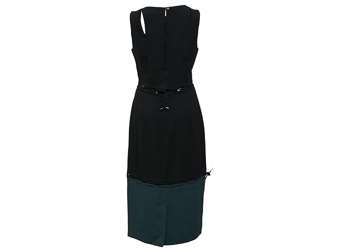 Abito midi senza maniche Kenzo in viscosa nera e verde Nero - vista 3
