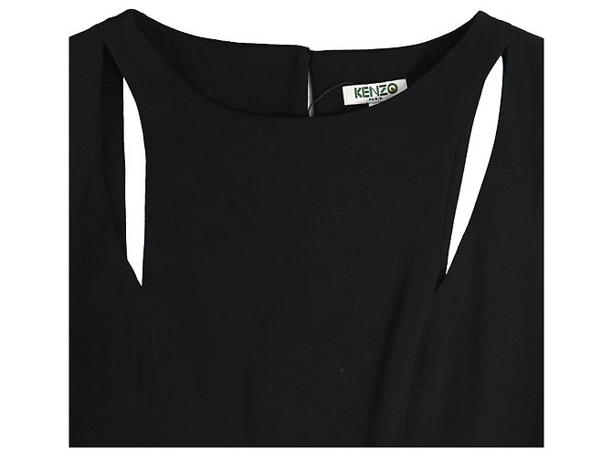 Abito midi senza maniche Kenzo in viscosa nera e verde Nero - vista 5