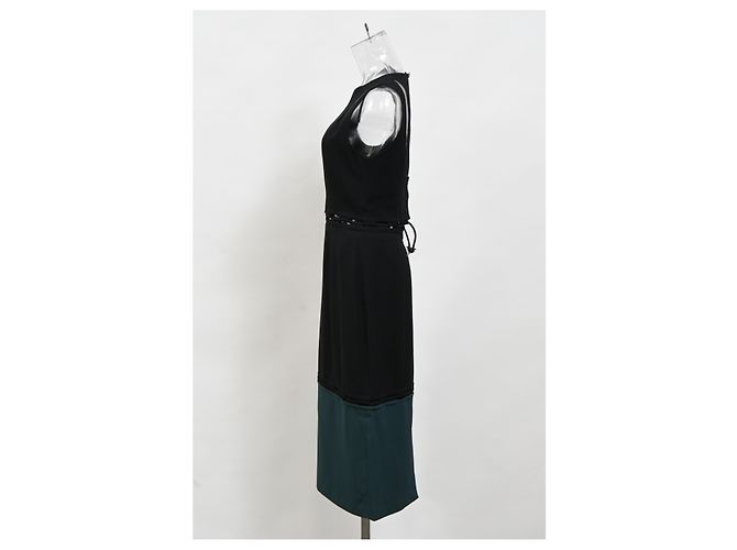 Abito midi senza maniche Kenzo in viscosa nera e verde Nero - vista 8