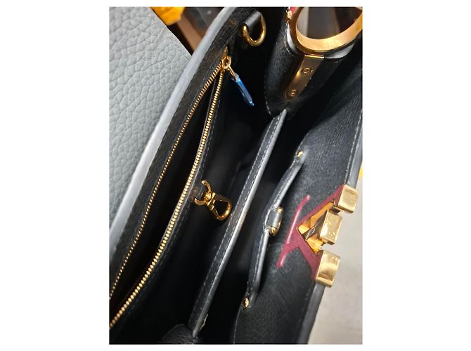 Louis Vuitton BB Capucines Handtasche aus schwarzem Leder Rot Bordeaux - Ansicht 13