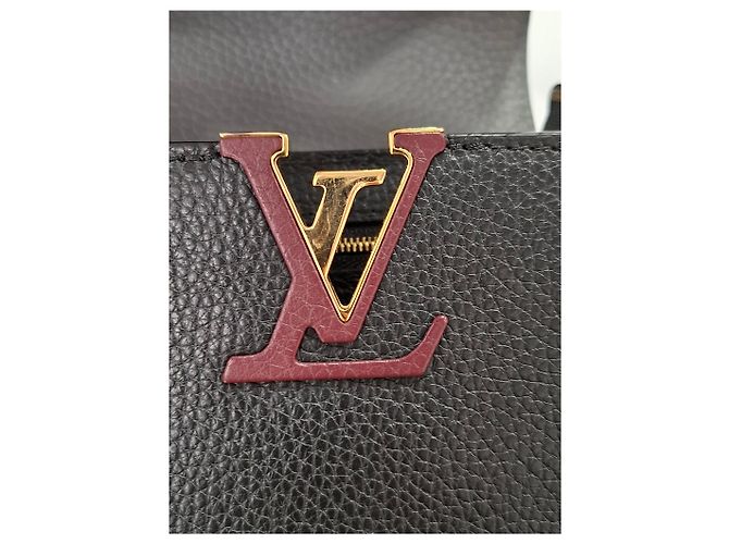 Louis Vuitton BB Capucines Handtasche aus schwarzem Leder Rot Bordeaux - Ansicht 15