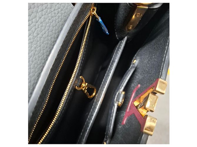 Louis Vuitton BB Capucines Handtasche aus schwarzem Leder Rot Bordeaux - Ansicht 6
