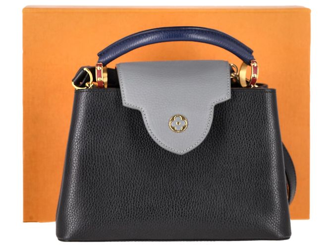 Louis Vuitton BB Capucines Handtasche aus schwarzem Leder Rot Bordeaux - Ansicht 7