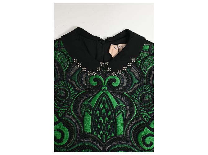 Autre Marque N 21 Brocade Midi Langarmkleid aus grünem Polyester - Ansicht 10