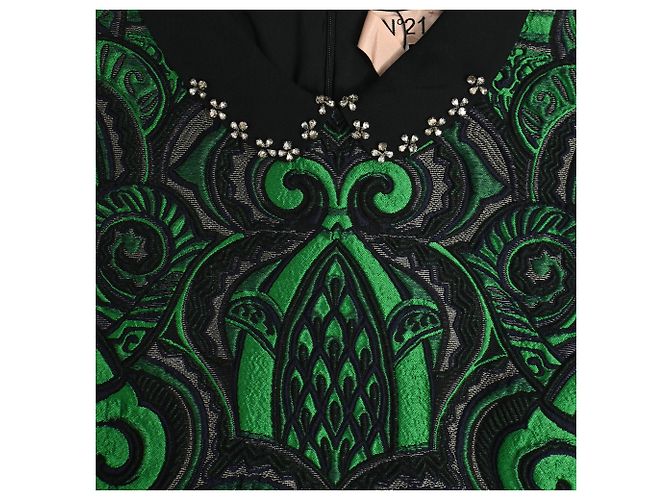 Autre Marque N 21 Brocade Midi Langarmkleid aus grünem Polyester - Ansicht 5