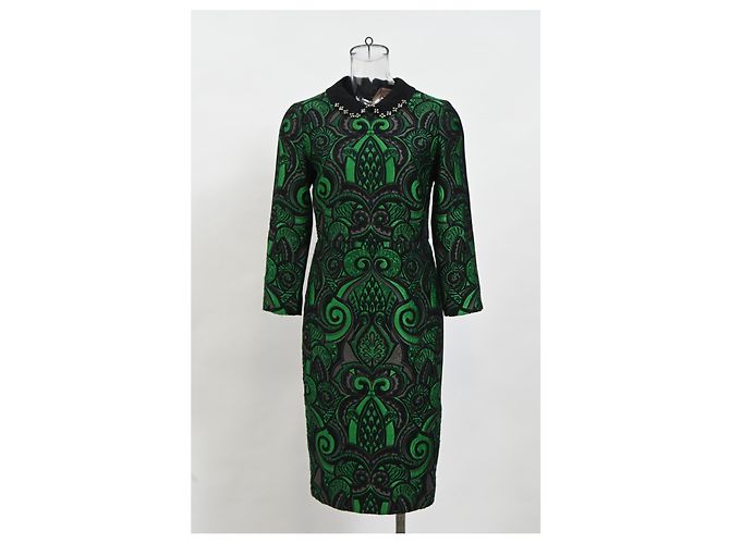 Autre Marque N 21 Brocade Midi Langarmkleid aus grünem Polyester - Ansicht 6