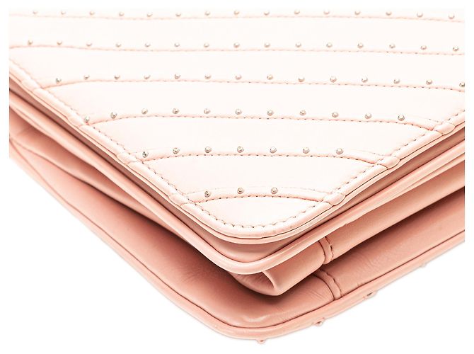 Chanel Rosa Chevron Pelle di Vitello Studded Full Flap - vista 8