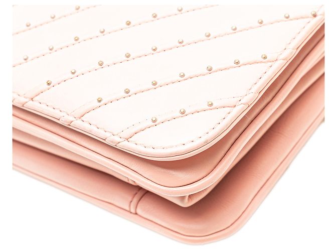 Chanel Rosa Chevron Pelle di Vitello Studded Full Flap - vista 9