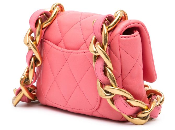 Chanel Mini Flap de piel de cordero acolchada rosa Funky Town - vista 2