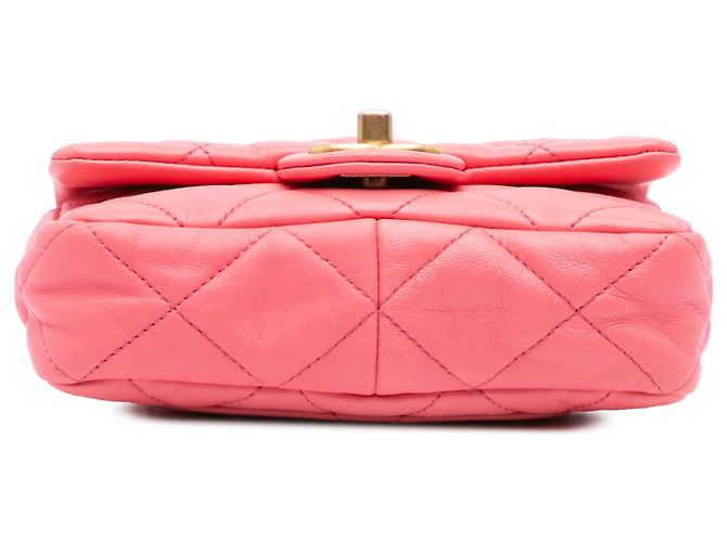 Chanel Mini Flap de piel de cordero acolchada rosa Funky Town - vista 3