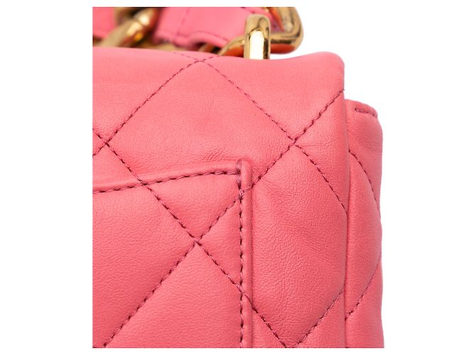Chanel Mini Flap de piel de cordero acolchada rosa Funky Town - vista 9