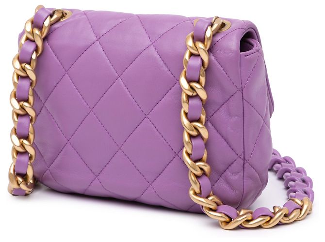 Chanel Mini Borsa in Pelle di Agnello Viola con Catena Candy Porpora - vista 2
