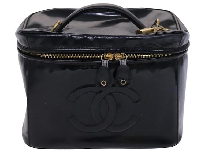 Borsa CHANEL Vanity in pelle vernice 2way Nero Oro CC Auth MY059 D'oro - vista 13