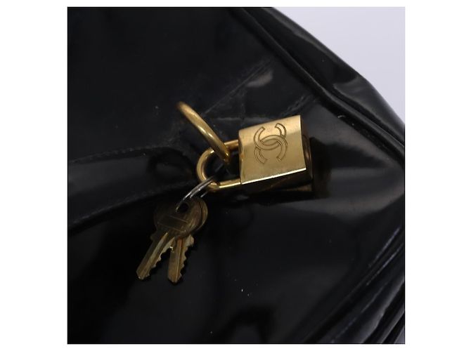 Borsa CHANEL Vanity in pelle vernice 2way Nero Oro CC Auth MY059 D'oro - vista 18