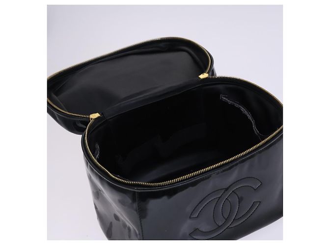 Borsa CHANEL Vanity in pelle vernice 2way Nero Oro CC Auth MY059 D'oro - vista 19