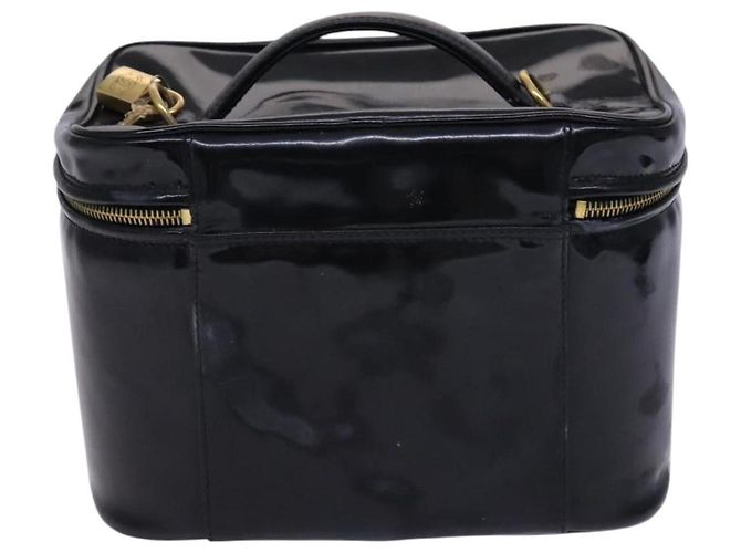 Borsa CHANEL Vanity in pelle vernice 2way Nero Oro CC Auth MY059 D'oro - vista 2