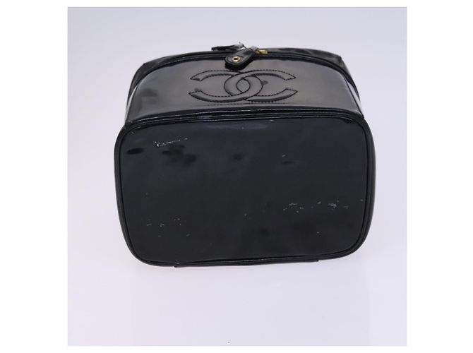 Borsa CHANEL Vanity in pelle vernice 2way Nero Oro CC Auth MY059 D'oro - vista 5