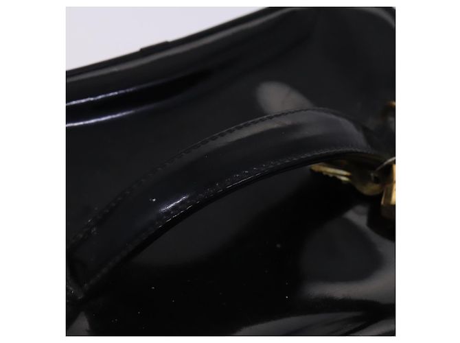 Borsa CHANEL Vanity in pelle vernice 2way Nero Oro CC Auth MY059 D'oro - vista 7