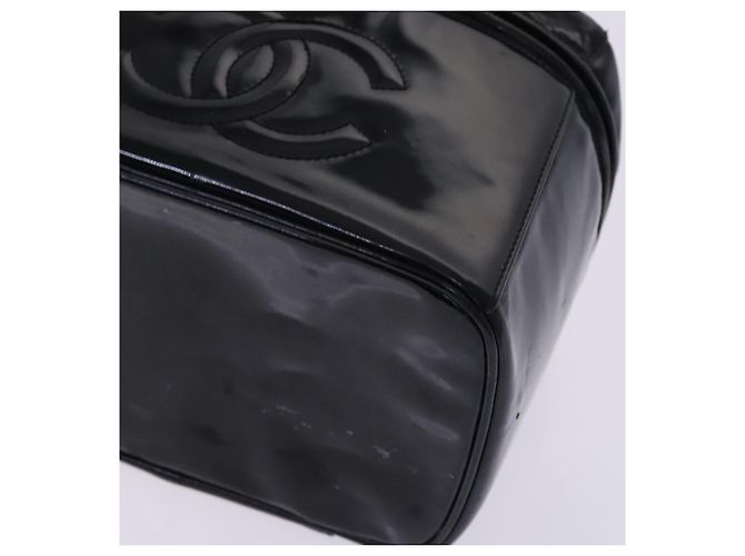 Borsa CHANEL Vanity in pelle vernice 2way Nero Oro CC Auth MY059 D'oro - vista 8