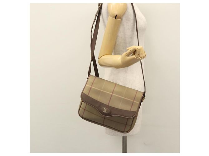 Autre Marque Borsa a Spalla Burberrys Nova Check in Tela Beige Oro Auth bs23438 D'oro - vista 22