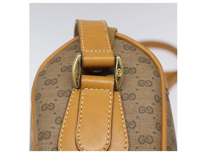 Borsa Gucci Micro GG Supreme Web Sherry Line PVC Marrone 001 115 0918 Auth BA352 D'oro - vista 10