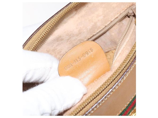 Borsa Gucci Micro GG Supreme Web Sherry Line PVC Marrone 001 115 0918 Auth BA352 D'oro - vista 12