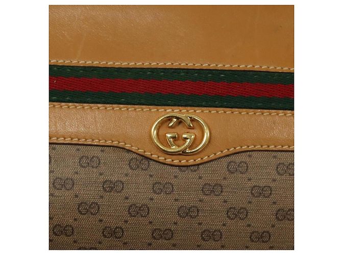 Borsa Gucci Micro GG Supreme Web Sherry Line PVC Marrone 001 115 0918 Auth BA352 D'oro - vista 17
