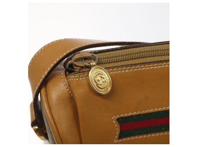 Borsa Gucci Micro GG Supreme Web Sherry Line PVC Marrone 001 115 0918 Auth BA352 D'oro - vista 18