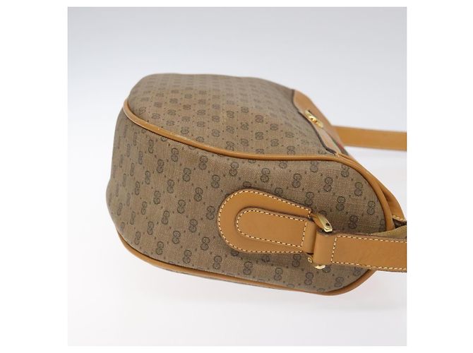 Borsa Gucci Micro GG Supreme Web Sherry Line PVC Marrone 001 115 0918 Auth BA352 D'oro - vista 3