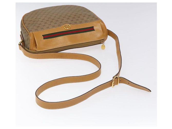 Borsa Gucci Micro GG Supreme Web Sherry Line PVC Marrone 001 115 0918 Auth BA352 D'oro - vista 7