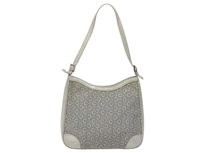 Céline Celine C Macadam Canvas Schultertasche Grau Auth JB071 Braun - Ansicht 2