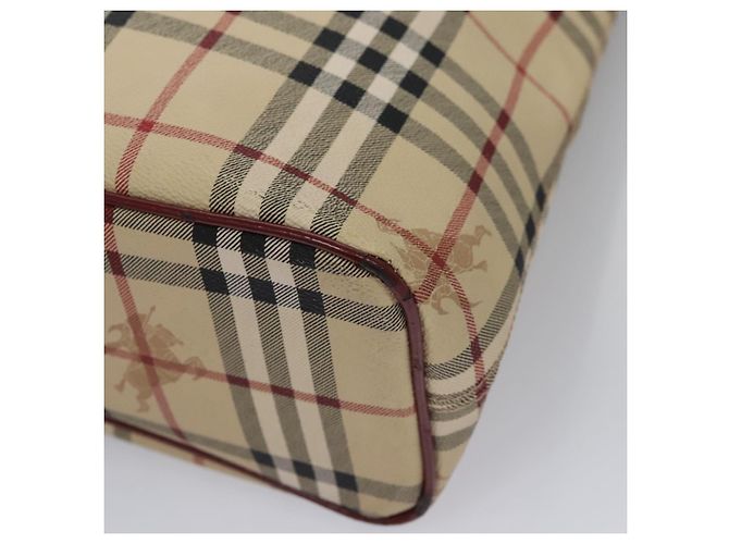 Borsa a Spalla Burberry Nova Check PVC Beige Rosso Vino Argento Auth EC077 Bordò - vista 16