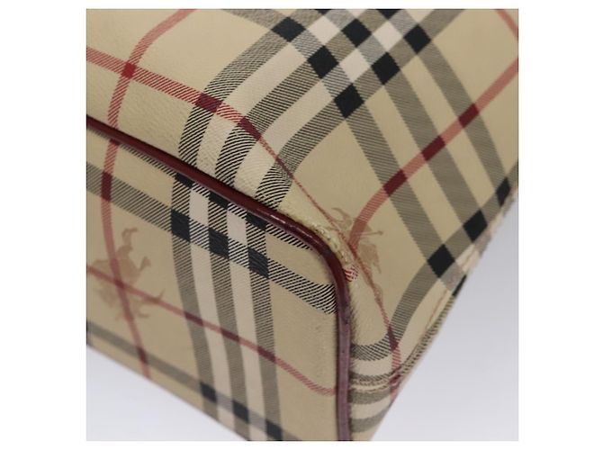 Borsa a Spalla Burberry Nova Check PVC Beige Rosso Vino Argento Auth EC077 Bordò - vista 17