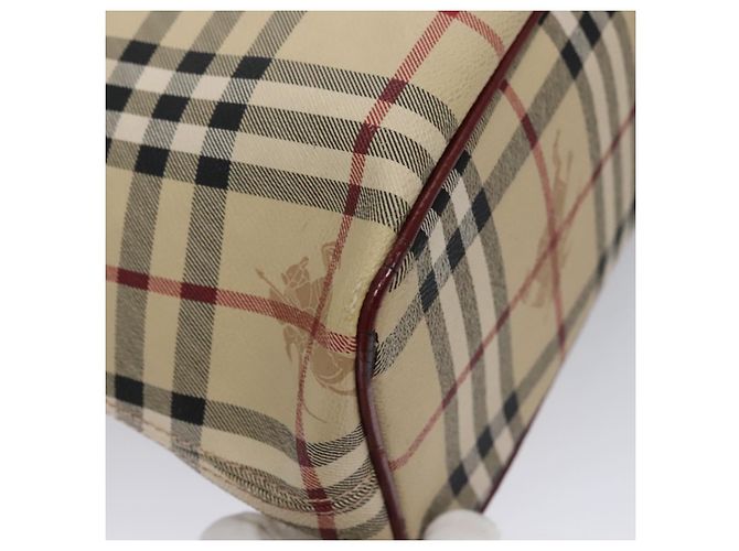 Borsa a Spalla Burberry Nova Check PVC Beige Rosso Vino Argento Auth EC077 Bordò - vista 9
