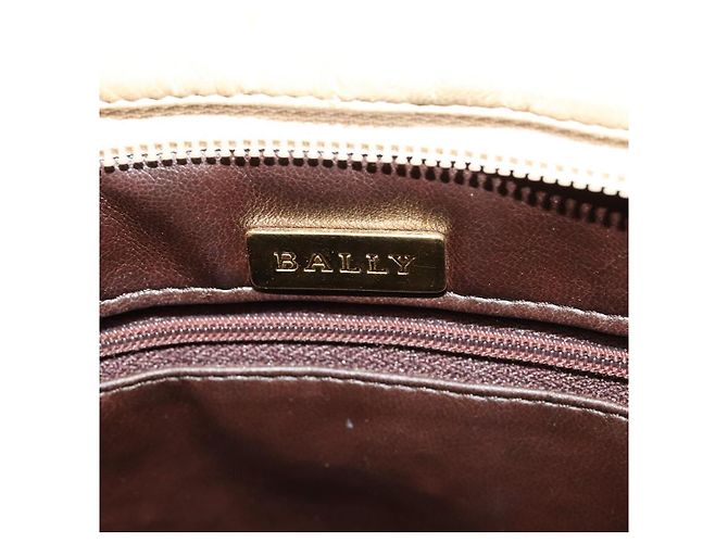 BALLY Borsa a Spalla in Pelle Tela Beige Auth bs23207 - vista 10