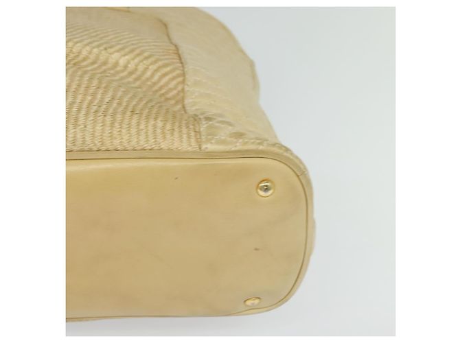 BALLY Borsa a Spalla in Pelle Tela Beige Auth bs23207 - vista 14