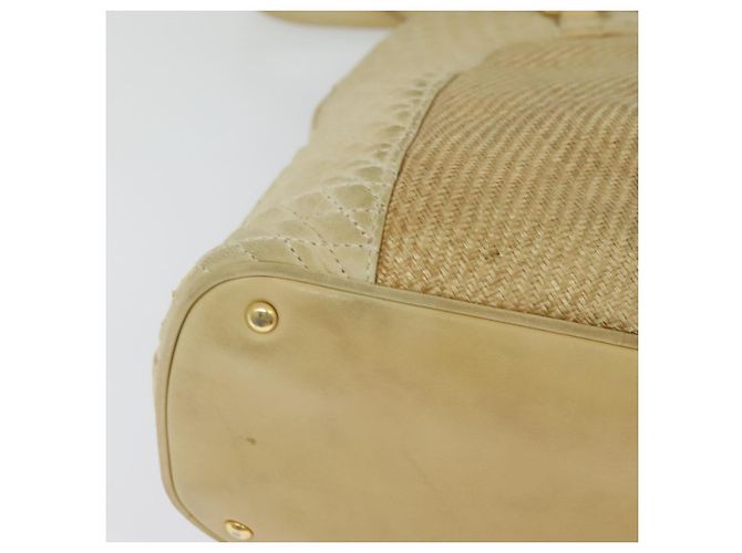 BALLY Borsa a Spalla in Pelle Tela Beige Auth bs23207 - vista 15
